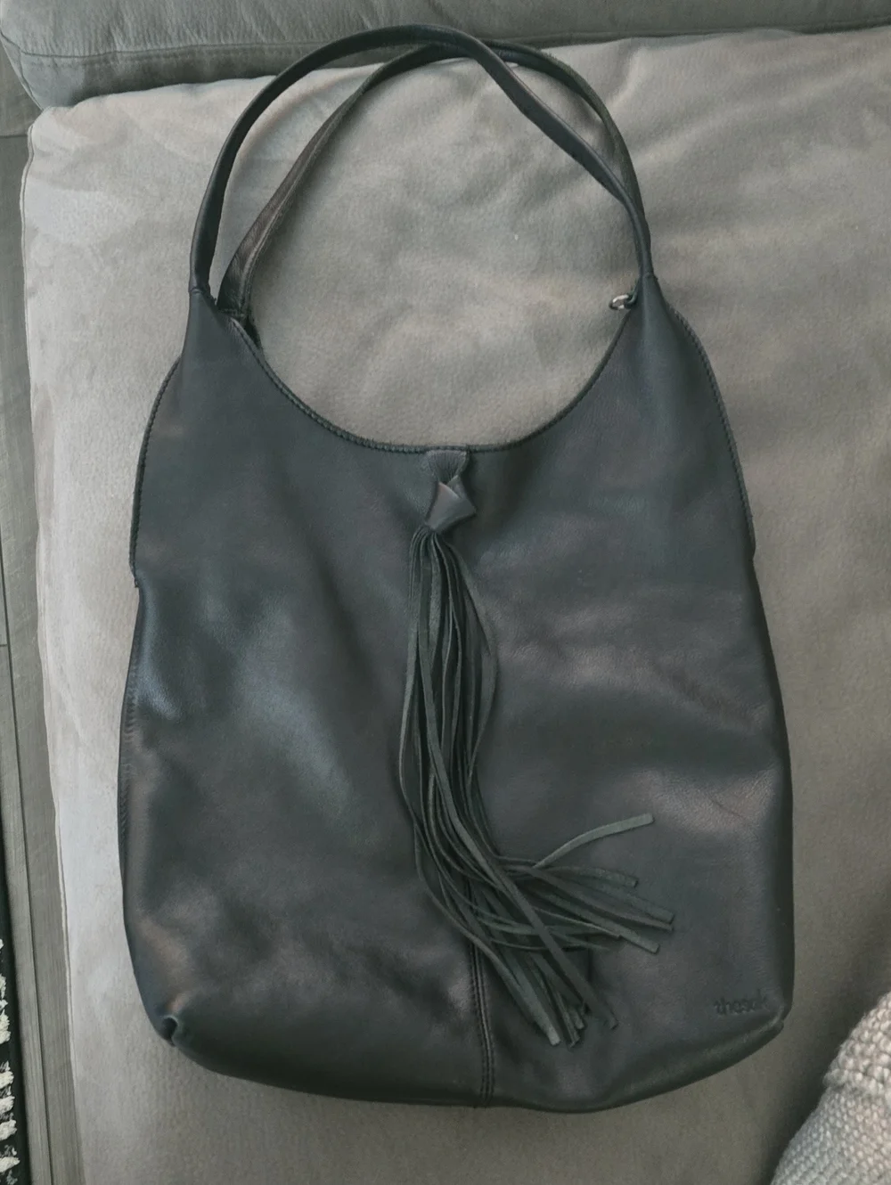The Sak Black Leather Tassel Shoulder Bag